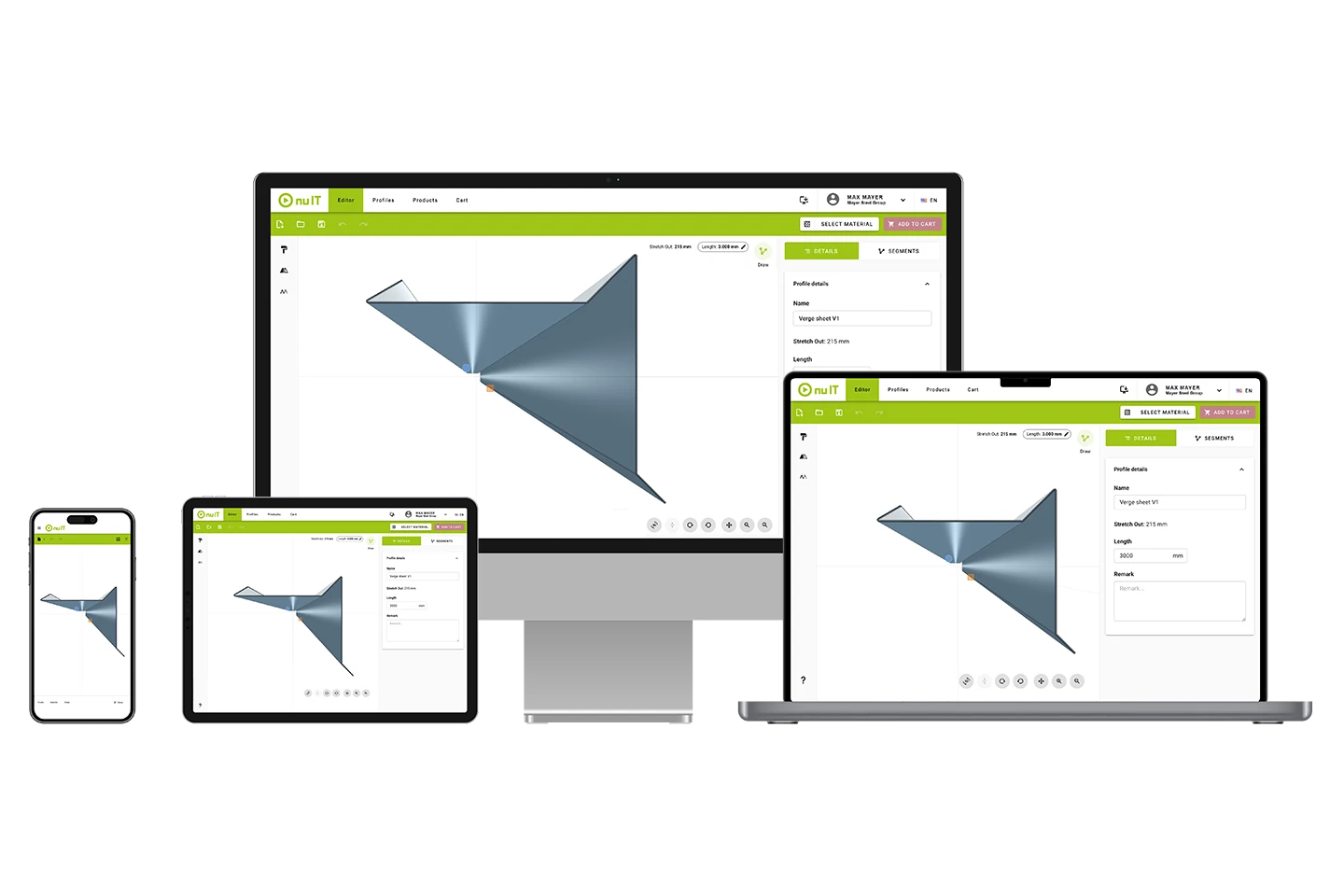 nuit software for efficient ordering and production of sheet metal profiles